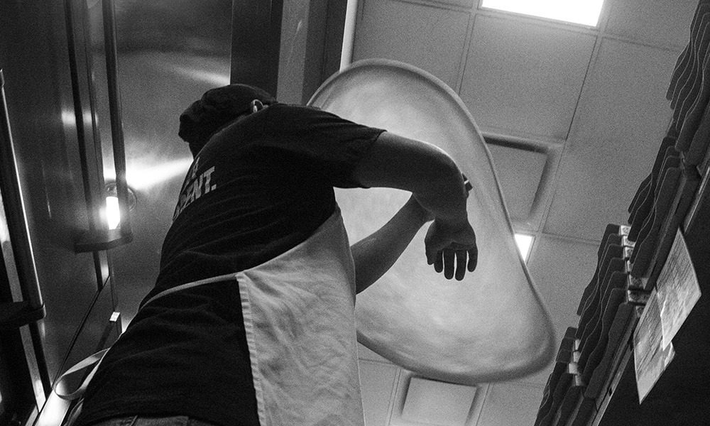 NYPD Pizza Black and White Image of Pizza Making