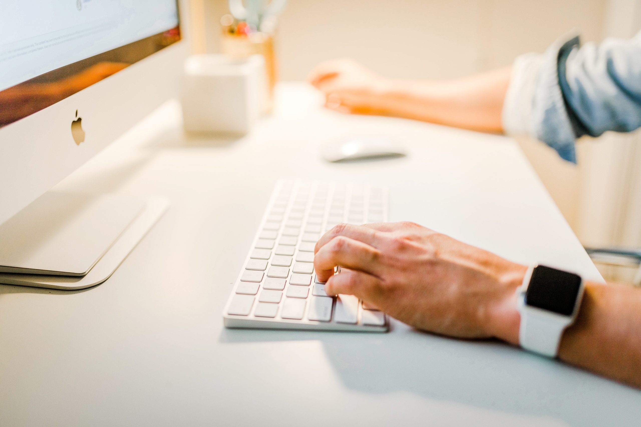 Man working on maximizing lead generation on a computer